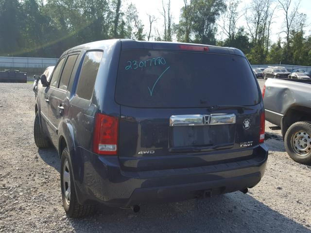 5FNYF4H24AB019443 - 2010 HONDA PILOT LX BLUE photo 3