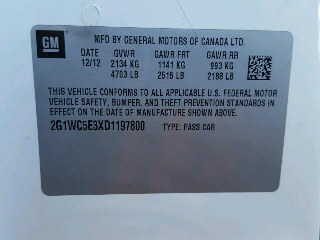 2G1WC5E3XD1197800 - 2013 CHEVROLET IMPALA 白色 照片 10