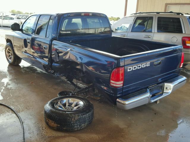 1B7GL2AZ0YS665365 - 2000 DODGE DAKOTA QUA BLUE photo 3