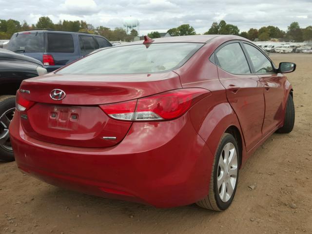 KMHDH4AE5BU160880 - 2011 HYUNDAI ELANTRA GL RED photo 4