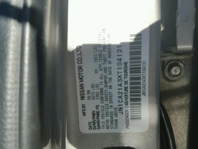 JN1CA21A3XT104121 - 1999 NISSAN MAXIMA GLE SILVER photo 10