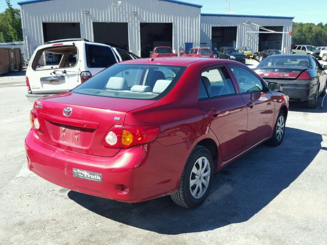 2T1BU40E49C173944 - 2009 TOYOTA COROLLA BA RED photo 4