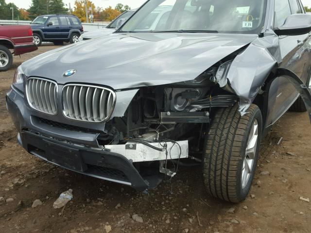 5UXWX7C59EL984758 - 2014 BMW X3 XDRIVE3 GRAY photo 9