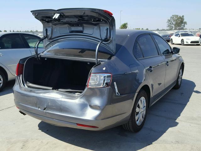 3VW2K7AJ2BM396660 - 2011 VOLKSWAGEN JETTA BASE 灰色 照片 4