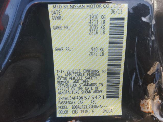 1N4AL3AP4DN575421 - 2013 NISSAN ALTIMA 2.5 BLACK photo 10