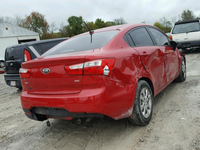 KNADM4A37E6419101 - 2014 KIA RIO LX RED photo 4