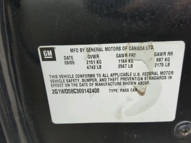 2G1WD58C369142408 - 2006 CHEVROLET IMPALA SUP 黑色 照片 10