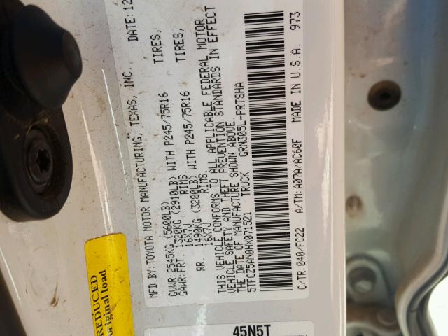 5TFCZ5AN0HX071521 - 2017 TOYOTA TACOMA DOU WHITE photo 10