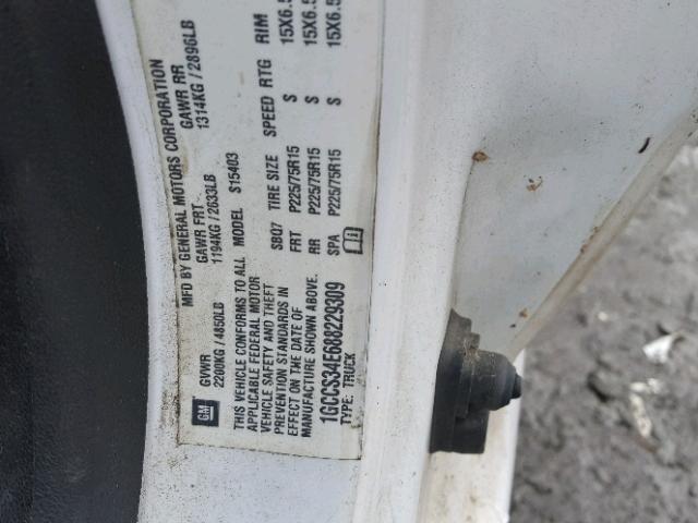 1GCCS34E688229309 - 2008 CHEVROLET COLORADO L WHITE photo 10