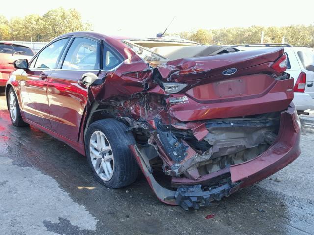 3FA6P0H78ER398045 - 2014 FORD FUSION SE MAROON photo 3