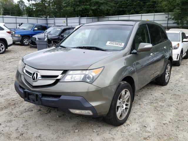 2HNYD282X7H552744 - 2007 ACURA MDX GREEN photo 2