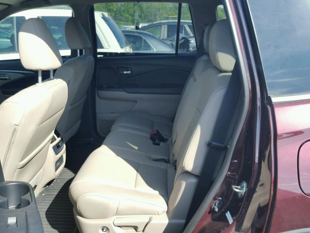 5FNYF5H70GB052739 - 2016 HONDA PILOT EXLN BURGUNDY photo 6