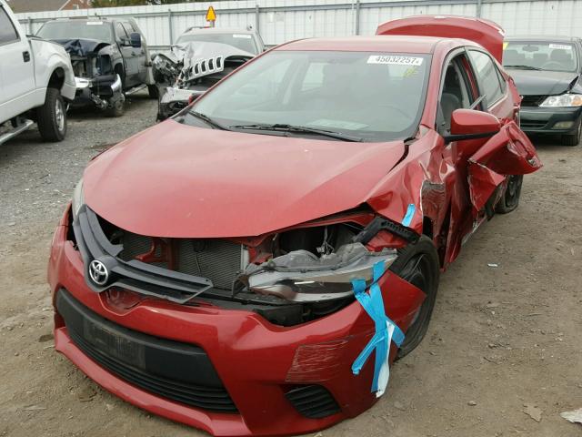 2T1BURHE1EC219029 - 2014 TOYOTA COROLLA L RED photo 2