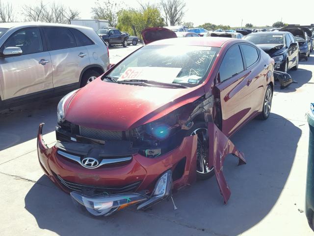 5NPDH4AE4GH655464 - 2016 HYUNDAI ELANTRA RED photo 2