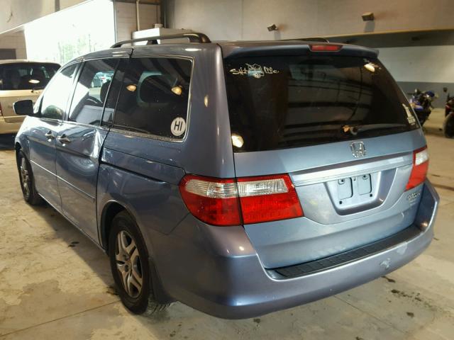 5FNRL38685B056236 - 2005 HONDA ODYSSEY EX BLUE photo 3