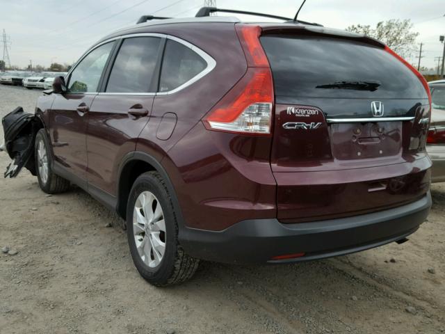 5J6RM4H73CL065913 - 2012 HONDA CR-V EXL MAROON photo 3