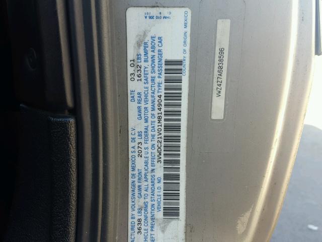 3VWDC21V01M814904 - 2001 VOLKSWAGEN CABRIO GLX 灰色 照片 10