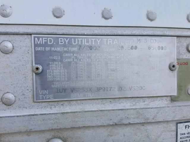 1UYVS253X3P917202 - 2003 UTILITY TRAILER WHITE photo 10