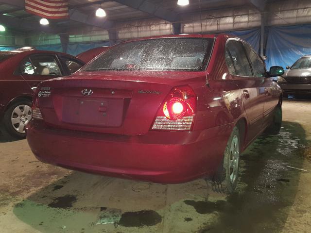 KMHDN46D76U333197 - 2006 HYUNDAI ELANTRA GL RED photo 4