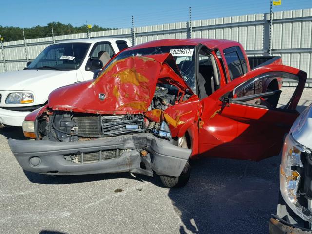 1D7HL38K24S739386 - 2004 DODGE DAKOTA QUA RED photo 2