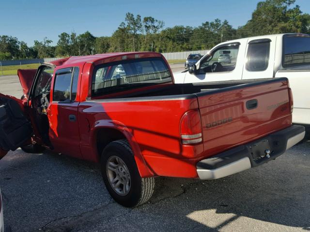 1D7HL38K24S739386 - 2004 DODGE DAKOTA QUA RED photo 3