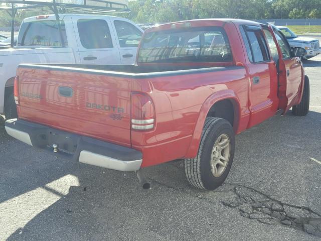 1D7HL38K24S739386 - 2004 DODGE DAKOTA QUA RED photo 4