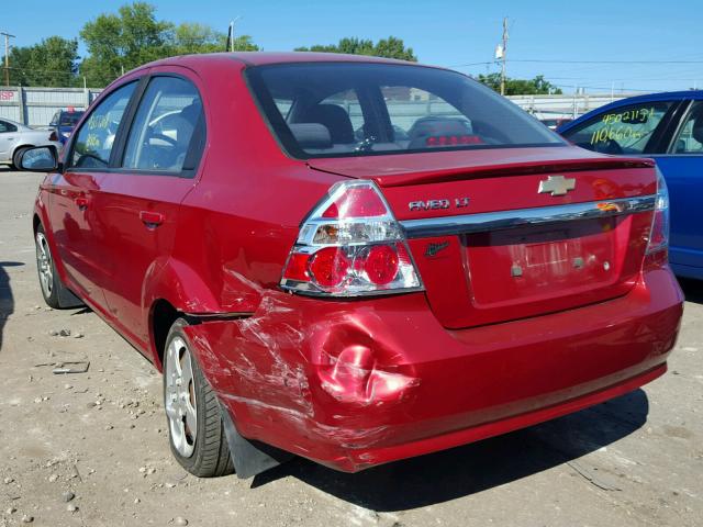 KL1TD56E59B663526 - 2009 CHEVROLET AVEO LS RED photo 3