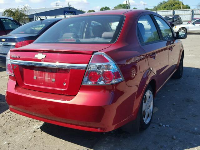 KL1TD56E59B663526 - 2009 CHEVROLET AVEO LS RED photo 4