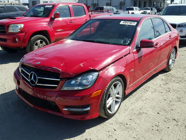 WDDGF4HB1CA718753 - 2012 MERCEDES-BENZ C RED photo 2