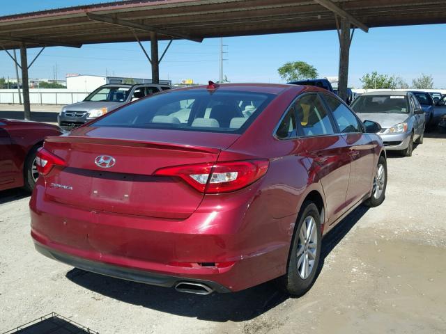 5NPE24AF7FH071993 - 2015 HYUNDAI SONATA SE RED photo 4