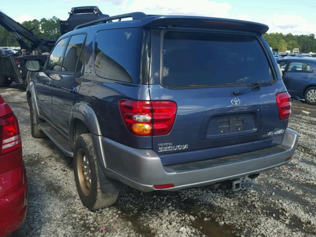 5TDBT44AX3S203599 - 2003 TOYOTA SEQUOIA SR BLUE photo 3