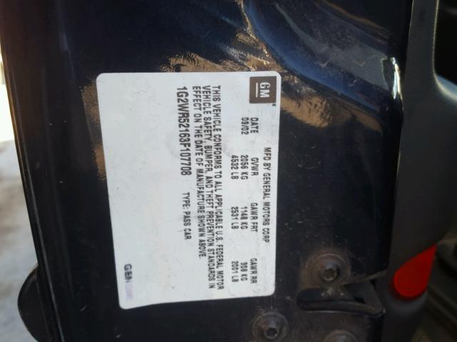 1G2WR52163F107708 - 2003 PONTIAC GRAND PRIX BLACK photo 10