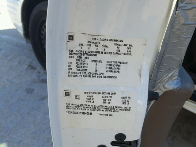 1G2NF52F72C254345 - 2002 PONTIAC GRAND AM S WHITE photo 10