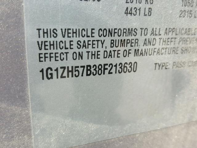 1G1ZH57B38F213630 - 2008 CHEVROLET MALIBU 1LT TAN photo 10