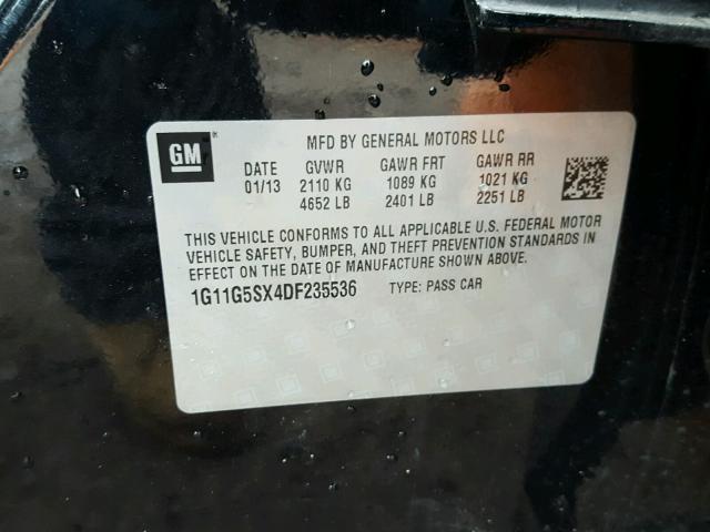 1G11G5SX4DF235536 - 2013 CHEVROLET MALIBU 3LT 黑色 照片 10