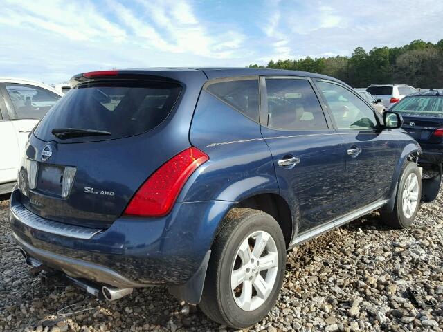 JN8AZ08W37W604267 - 2007 NISSAN MURANO BLUE photo 4