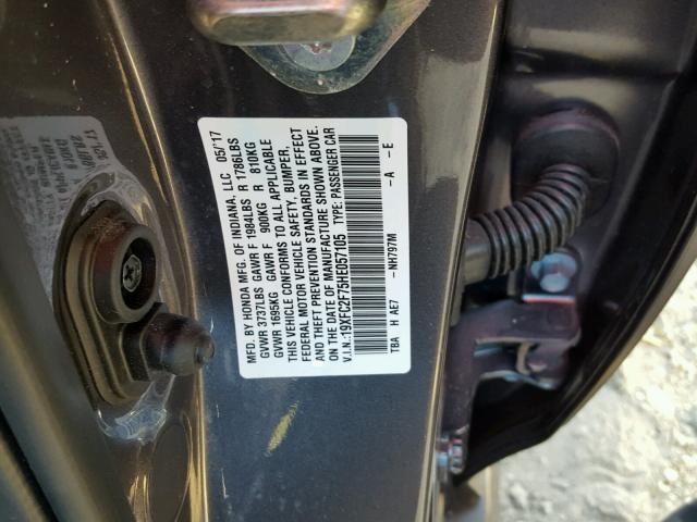 19XFC2F75HE057105 - 2017 HONDA CIVIC EX 石墨色 照片 10