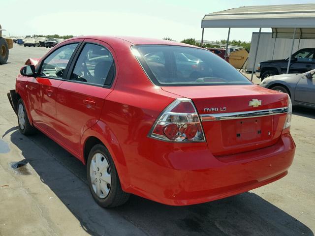 KL1TD56678B060732 - 2008 CHEVROLET AVEO BASE Czerwony zdjęcie 3
