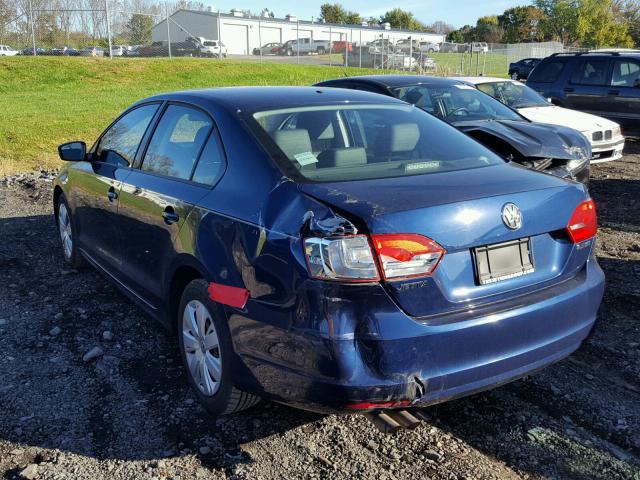 3VWDP7AJ4CM126549 - 2012 VOLKSWAGEN JETTA SE Mavi foto 3