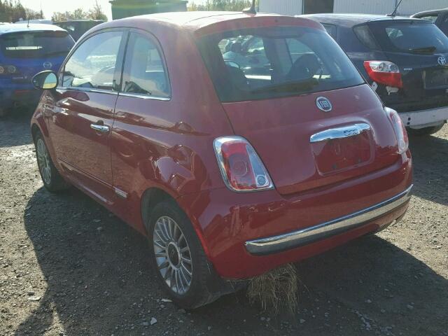 3C3CFFCR7CT292346 - 2012 FIAT 500 LOUNGE RED photo 3