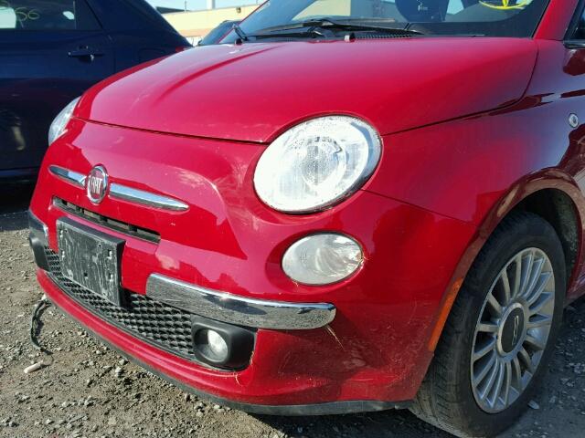 3C3CFFCR7CT292346 - 2012 FIAT 500 LOUNGE RED photo 9