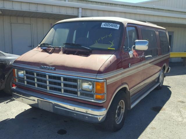 2B6HB21Y3LK756040 - 1990 DODGE RAM VAN RED photo 2