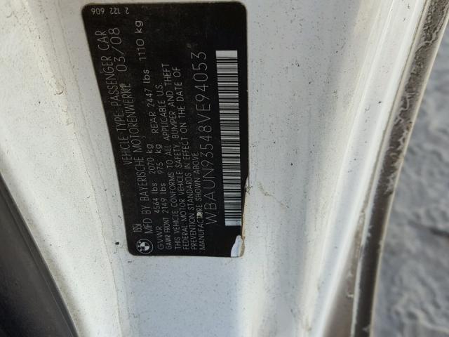 WBAUN93548VE94053 - 2008 BMW 135 I Ақ фото 10