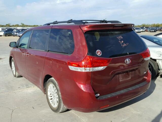 5TDYK3DCXDS378946 - 2013 TOYOTA SIENNA XLE BURGUNDY photo 3