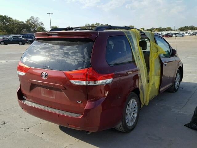 5TDYK3DCXDS378946 - 2013 TOYOTA SIENNA XLE BURGUNDY photo 4