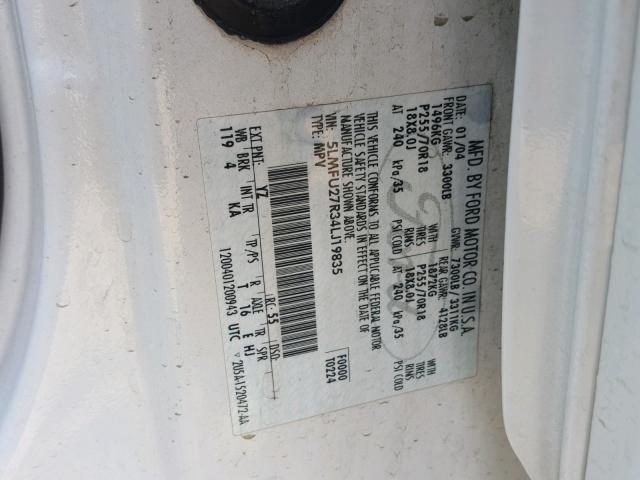 5LMFU27R34LJ19835 - 2004 LINCOLN NAVIGATOR Biały zdjęcie 10