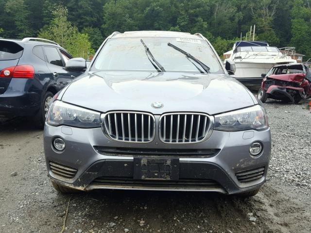 5UXWX9C50F0D50028 - 2015 BMW X3 XDRIVE2 GRAY photo 9