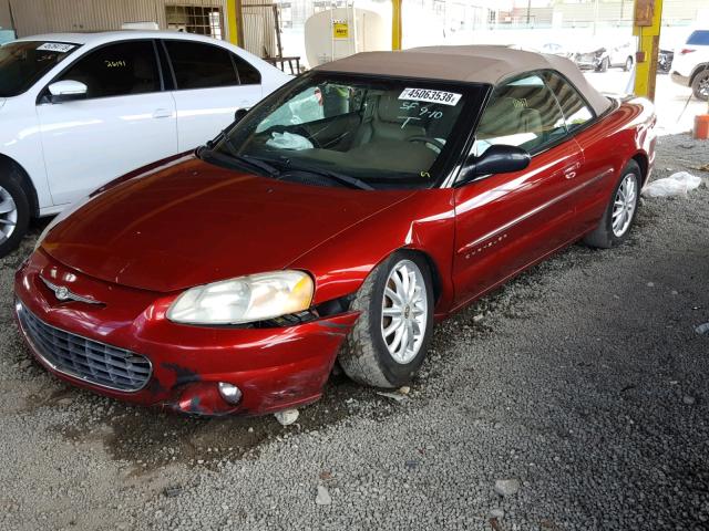 1C3EL55UX1N587080 - 2001 CHRYSLER SEBRING LX RED photo 2