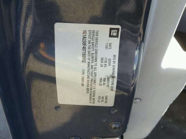 1G1AL58F487180662 - 2008 CHEVROLET COBALT LT GRAY photo 10