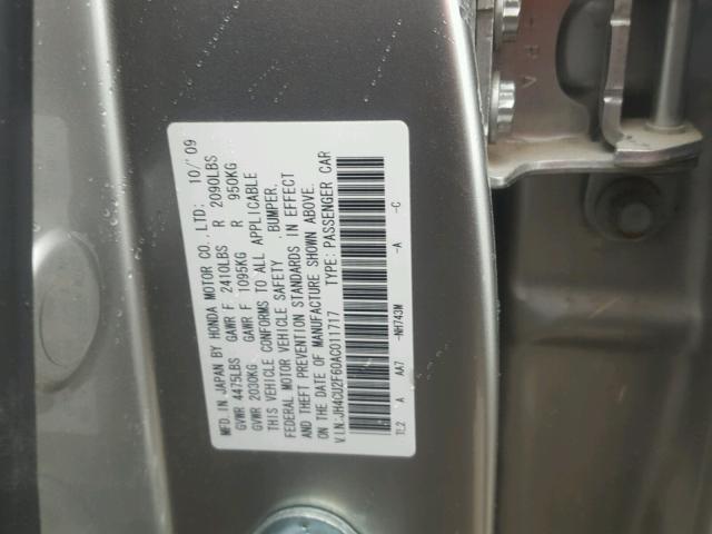 JH4CU2F60AC011717 - 2010 ACURA TSX BLACK photo 10